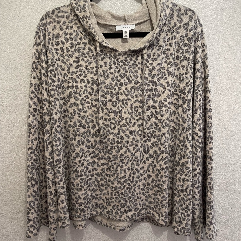 Topshop Leopard Print Hoodie